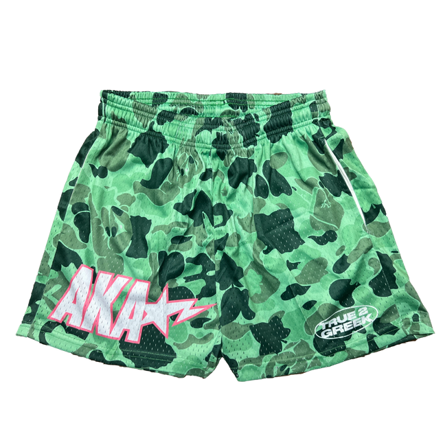 AKA Bape Inspired Camo Mesh Shorts True 2 the Code